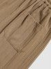 Men's Vertical Striped Knitted Casual Drawstring Shorts -  