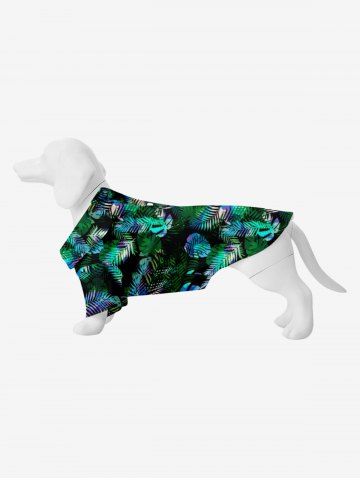 Pet's Tropical Colorful Leaf Print Hawaii Shirt - BLACK - M