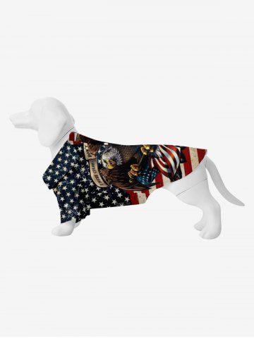 Pet's Patriotic American Flag Eagle Print Shirt - MULTI-A - M