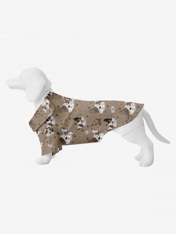 Pet's Dog Bone Letters Print Button Shirt - COFFEE - 2XL