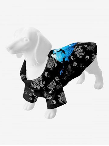 Sea Creatures Turtle Fish Colorblock Print Hawaii Dog and Owner Matching Outfits
