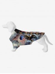 Pet's 3D Lace Up Distressed Ombre Patriotic American Flag Eagle Print Button Shirt -  