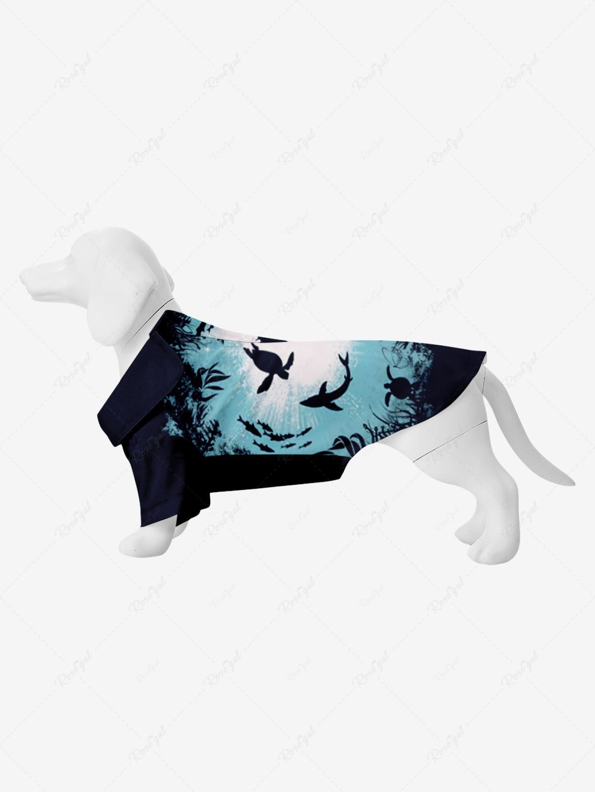 Discount Pet's Turtle Shark Seabed Print Hawaii Sea Creatures Button Shirt  