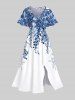 Art Leaf Wicker Plant Print Plus Size Matching Hawaii Beach Outfit For Couples -  
