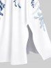 Art Leaf Wicker Plant Print Plus Size Matching Hawaii Beach Outfit For Couples -  