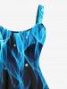 Ice and Fire Flame Glitter Dots Print Plus Size Matching Outfit For Couples -  