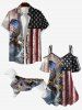 Pet's 3D Lace Up Distressed Ombre Patriotic American Flag Eagle Print Button Shirt -  
