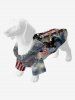 Pet's 3D Lace Up Distressed Ombre Patriotic American Flag Eagle Print Button Shirt -  
