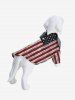 Pet's 3D Lace Up Distressed Ombre Patriotic American Flag Eagle Print Button Shirt -  