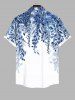 Plus Size Art Leaf Wicker Plant Print Buttons Pocket Hawaii Shirt For Men -  