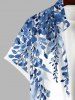 Plus Size Art Leaf Wicker Plant Print Buttons Pocket Hawaii Shirt For Men -  