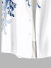 Plus Size Art Leaf Wicker Plant Print Buttons Pocket Hawaii Shirt For Men -  