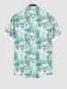 Plus Size Skulls Tropical Leaf Rose Flower Print Buttons Pocket Hawaii Shirt For Men -  