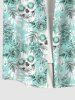 Plus Size Skulls Tropical Leaf Rose Flower Print Buttons Pocket Hawaii Shirt For Men -  