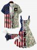 Pet's 3D Lace Up Camouflage Patriotic American Flag Print Button Shirt -  