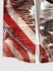 Plus Size Eagle Patriotic American Flag Print Button Pocket Shirt For Men -  