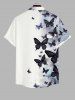 Plus Size Ombre Ink Painting Butterfly Print Button Pocket Shirt For Men -  
