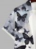 Plus Size Ombre Ink Painting Butterfly Print Button Pocket Shirt For Men -  