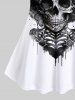 Plus Size Skull Skeleton Ink Heart Rose Flower Print Lace Tank Top -  