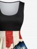 Plus Size Patriotic American Flag Distressed Ripped 3D Print 1950s Vintage Dress -  