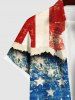 Plus Size Patriotic American Flag Distressed Ripped 3D Print Buttons Pocket Shirt For Men -  