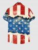 Plus Size Patriotic American Flag Distressed Ripped 3D Print Buttons Pocket Shirt For Men -  