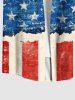Plus Size Patriotic American Flag Distressed Ripped 3D Print Buttons Pocket Shirt For Men -  
