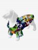 Pet's Dog Colorful Geometric Colorblock Print Button Shirt -  