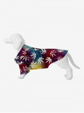 Pet's Tropical Maple Leaf Tie Dye Paint Splatter Print Hawaii Shirt - MULTI-A - L
