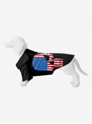 Pet's Patriotic American Flag Skull Print Shirt -  