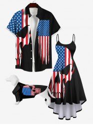 Patriotic American Flag Skull Print Dog and Owner Matching Outfits -  