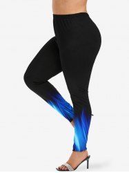 Plus Size Ombre Colorblock Glitter 3D Print Leggings -  
