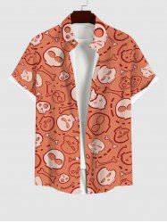 Plus Size Skulls Bone Print Button Pocket Shirt For Men -  