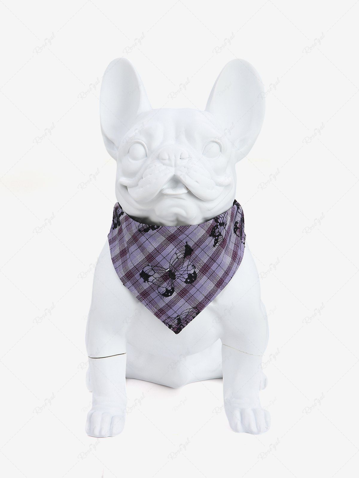 Buy Pet's Butterfly Plaid Print Push Buckle Waterproof Bandana Bibs  