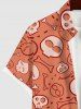 Plus Size Skulls Bone Print Button Pocket Shirt For Men -  