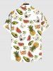 Plus Size Watermelon Pineapple Cat Avocado Print Hawaii Button Pocket Shirt For Men -  