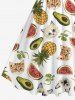 Plus Size Watermelon Pineapple Cat Avocado Print Hawaii Vintage Swing A Line Dress -  