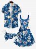 Pet's Tropical Flowers Leaf Tie Dye Print Hawaii Shirt -  