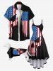 Pet's Patriotic American Flag Skull Print Shirt -  