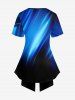 Plus Size Ombre Colorblock Glitter 3D Print Asymmetrical 2 In 1 T-shirt -  
