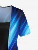 Plus Size Ombre Colorblock Glitter 3D Print Asymmetrical 2 In 1 T-shirt -  