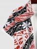Plus Size Tropical Leaf Flowrs Curve Colorblock Print Buttons Pocket Hawaii Shirt For Men -  