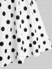Plus Size Polka Dot Print Bowknot Floral Hollow Out Ruffles Cold Shoulder 2 In 1 Top -  