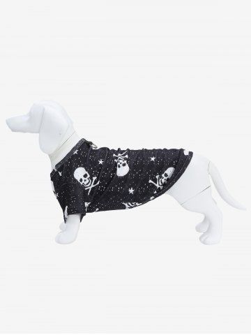 Pet's Skulls Print Hollow Out Breathable T-shirt - BLACK - XL