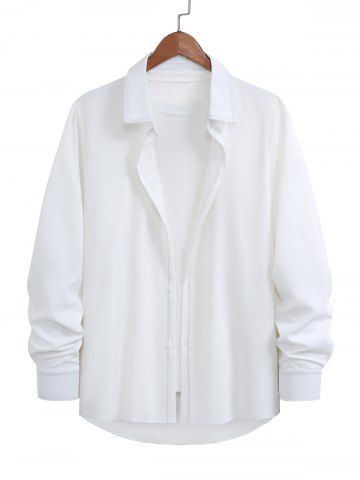 Mens Basic Plain Shirt - WHITE - L