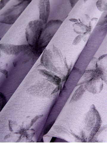 Plus Size Floral Print Heart Buckle Layered Handkerchief Asymmetric Tank Top