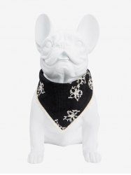 Pet's Floral Jacquard Lace Trim Textured Bandana Bibs -  
