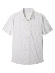 Plus Size Solid Full Buttons Pocket Shirt For Men -  