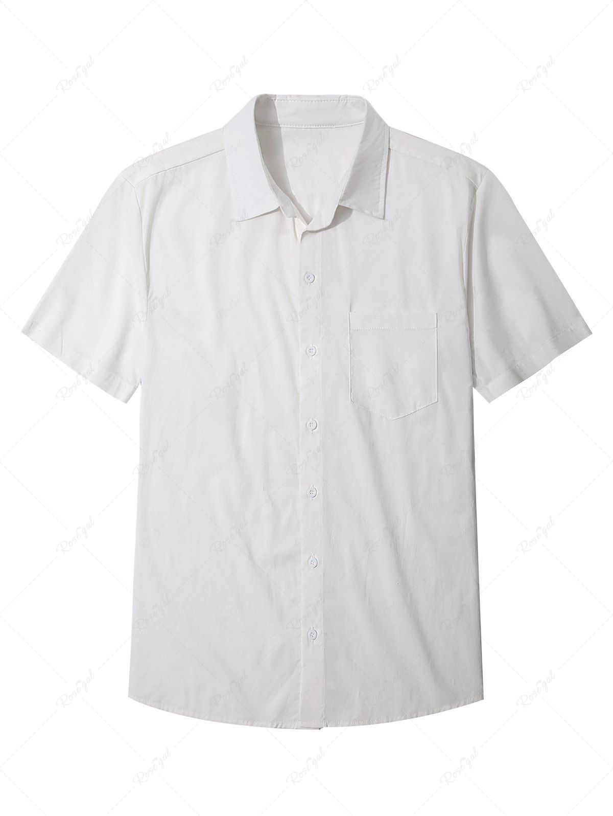 Shops Plus Size Solid Full Buttons Pocket Shirt For Men  