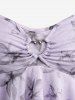 Plus Size Floral Print Heart Buckle Layered Handkerchief Asymmetric Tank Top -  